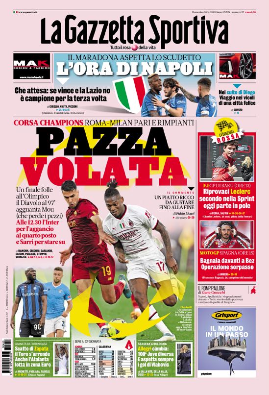 La Prima Pagina Della Gazzetta Dello Sport Del