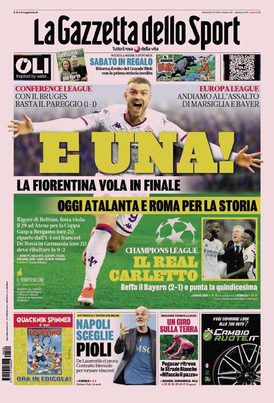 Capa do jornal La Gazzetta dello Sport - Reprodução